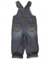 GUESS Kids Boys Overalls with Ticking Stripes, MEDIUM STONE (12M)