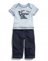 GUESS Kids Boys Tee Shirt and Pant Set, LIGHT BLUE (3/6M)