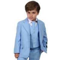 Boys Cotton/Linen Sky Blue Summer Suit From Baby to Teen