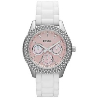 Fossil Women's ES2989 White Silicone Quartz Watch with Pink Dial