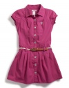 GUESS Kids Girls Shirtwaist Dress with Belt, RAIL SIMPLE WASH (10/12)