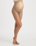 These ultra-soft, superior fit pantyhose feature a non-binding waistband, and provide comfort for the lower back and front support. Soft stretch yarnCotton gusset85% nylon/15% Lyrca® SpandexHand washMade in USA Please note: choose your pre-pregnancy size.