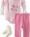 Bon Bebe Baby-girls Newborn Make A Wish 3 Piece Pant Set, Pink/Light Pink, 6-9 Months