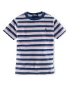 A classic tee is updated in striped jersey-knit cotton with an embroidered pony for heritage style.