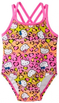 Hello Kitty Baby-girls Infant Animal Print One Piece Swimsuit, Hot Pink, 12 Months