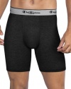 Champion Men's Performance 2 Pack Stretch Long Boxer Brief, Black, Large