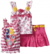 Nannette Baby-girls Infant 3 Piece Stripe Floral Scooter Set, Pink, 18 Months