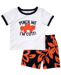 The only thing crabby will be his t-shirt! He'll definitely get a lot of sweet squeezes in this fun, comfy t-shirt and short set from Carter's.