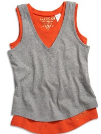 GUESS Kids Girls Two-Fer Top, GREY HEATHER (16)