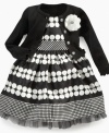 This two-tone styling on this Sweet Heart Rose dress and cardigan gives her style a vintage look you'll love to dress her in, with matching bloomers.