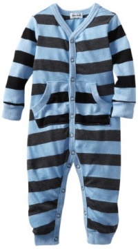 Splendid Littles Baby-Boys Newborn Charcoal Rugby Stripe Mix Playsuit, Sky, 3-6 Months