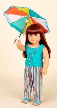 Aqua Stripe Loungewear. Complete Outfit with Sandals. Fits 18 Dolls like American Girl®