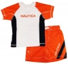 Nautica Boys sizes 4-7 Orange Print Rash Guard Swim Top with Shorts 2 Pc Set