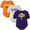 Los Angeles Lakers Newborn 3 Piece Creeper Set 3/6 Months