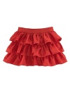 A flirty tiered skirt is embellished with metallic threading for a fun, stylish touch.