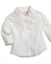 GUESS Kids Girls Big Girl Woven Top with Lace Trim, WHITE (16)