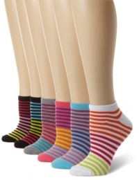 Steve Madden Legwear Women's 6 Pack Animal Low Cut Striped Socks, Black/Grey/Multi, 9 - 11