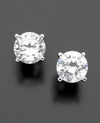 B. Brilliant Sterling Silver Earrings, Cubic Zirconia 8mm Stud