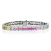 Effy Jewelry Multi Sapphire & Diamond Tennis Bracelet in 14k White Gold 9.16 TCW.