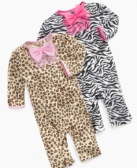 She'll go wild over this adorable Baby Starters coverall with a fun animal print and bow accent.