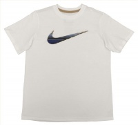 NIKE Boy's Big Swoosh Regular Fit Graphic Shirt-White-Medium