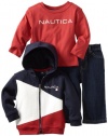 Nautica Sportswear Kids Baby-Boys Infant 3 Piece Full Zip Long Sleeve Hoodie With Jean, Sport Navy, 24 Months