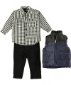 Kenneth Cole Baby-boys Infant Puffy Vest with Shirt and Jean