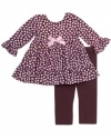 Rare Editions Baby-girls Infant Floral Ity Legging Set, Brown/Pink, 12 Months