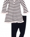 Splendid Littles Baby-Girls Infant Venice Thermal Stripe Tunic Set, Pink Ribbon, 6-12 Months