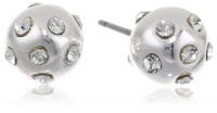 Kenneth Cole New York Metal Boost Silver Pave Bead Stud Earrings