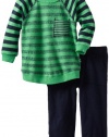 Splendid Littles Baby-Boys Newborn Navy Stripe Active Sweatshirt Set, Lawn, 18-24 Months