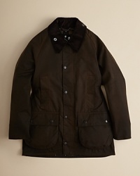 Barbour updates the farmer's utility jacket in quality waxed cotton, replete with rugged details and stylish accents.