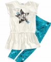 Your sweet little star will stand out in this sparkly tunic and leggings set from DKNY. (Clearance)