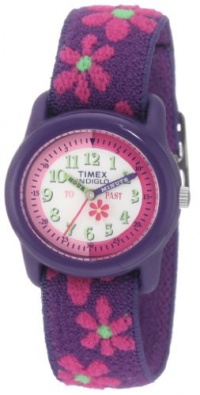 Timex Kids' T89022 Time Teacher Analog Flowers Elastic Fabric Strap Watch