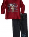 Nannette Baby-boys Infant Moose 2 Piece Pant Set, Red, 24 Months