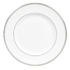 A beautiful collection for formal dining in white fine bone china with delicate platinum-hued rim accents.