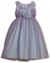 Size-4 BNJ-9473R LAVENDER-PURPLE AQUA-BLUE BONAZ ROSETTE MESH OVERLAY Special Occasion Flower Girl Easter Party Dress,R39473 Bonnie Jean LITTLE GIRLS