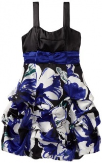 Ruby Rox Girls 7-16 Color Block Pick-Up With Print Skirt, Royal/Black, 14