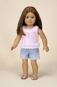 Pink and White Tank Tops and Sequined Shorts. Complete Outfit with Sandals. Fits 18 Dolls Like American Girl®