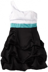 Ruby Rox Girls 7-16 One Shoulder Pick-Up Colorblock, Black/White, 12