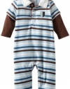 Little Me Baby-boys Newborn Club Stripe Coverall, Blue Stripe, 3 Months