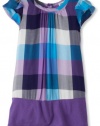 Splendid Littles Girls 2-6X Beach Blanket Plaid Toddler Dress, Blue/Lilac, 2T