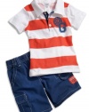 GUESS Kids Boys Baby Boys Striped Polo Shirt Set (12-24, STRIPE (18M)