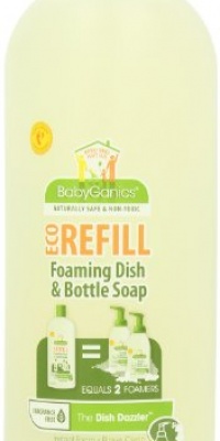 Babyganics Dish Dazzler Foaming Dish Soap Refill, 33.8 fl. oz. (Pack of 2)