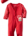 Little Me Baby-Boys Newborn Bear Stars Footie And Hat, Red, 3 Months