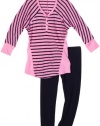 Splendid Littles Girls 2-6x Toddler Venice Thermal Stripe Tunic Set, Parfait, 4T