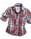 GUESS Kids Boys Big Boy Long-Sleeve Drake Plaid Shirt, PLAID (12/14)