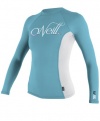 O'Neill Women's Skins Long Sleeve Crew (Aruba/White)