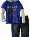 Kenneth Cole Boys 2-7 Slider Hoodie With Jeans, Blue, 2T