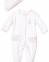 Little Me Baby-girls Newborn Prima Ballerina Footie and Hat, White/Pink, Preemie